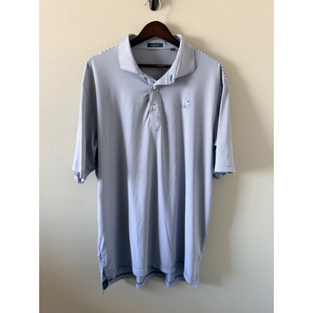 Turtleson XL Golf Shirt Blue White Stripe Performance Country Club Polo